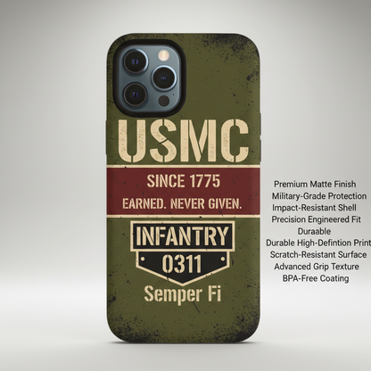 USMC Infantry 0311 Semper Fi Custom Phone Case - Personalized Marine Corps Veteran Gift