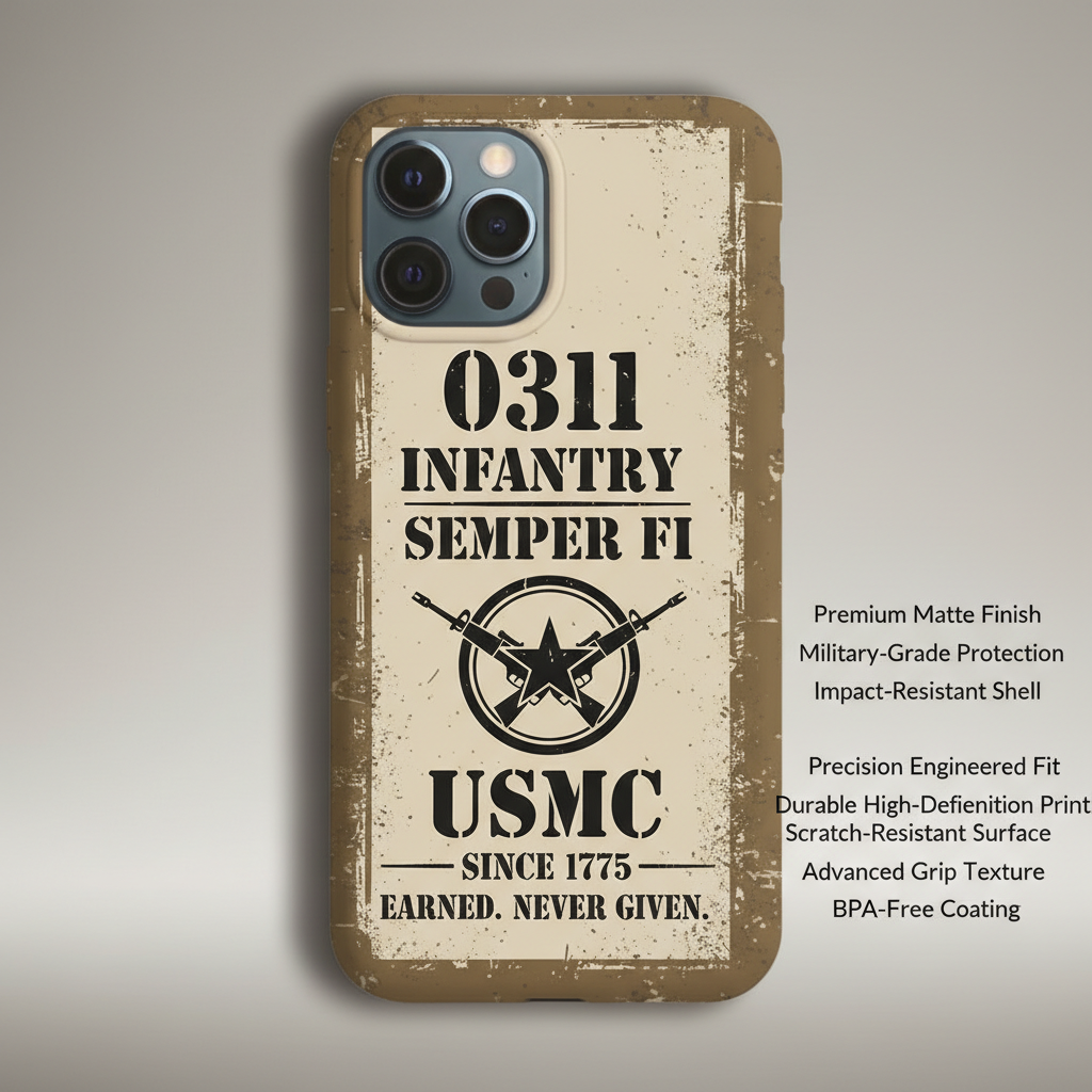 Personalizable USMC 0311 Infantry Rifleman Phone Case - Semper Fi Distressed Design
