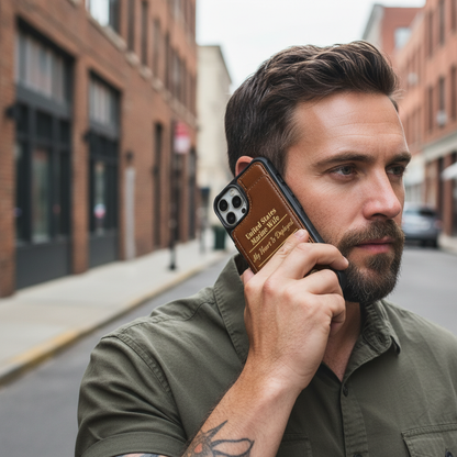 United States Marine Wife Custom Leather Phone Case - "My Heart Is Deployed" Edition