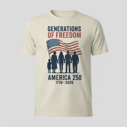 Generations of Freedom – America 250 Family Legacy T-Shirt (1776–2026)