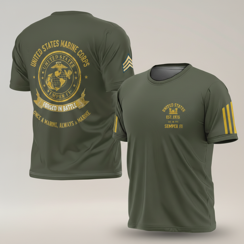 "Semper Fidelis" USMC "Forged In Battle" Heritage Tee