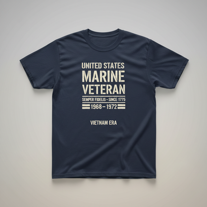 U.S. Marine Veteran T-Shirt - Vietnam Era 1968-1972 - Semper Fidelis Navy Tee