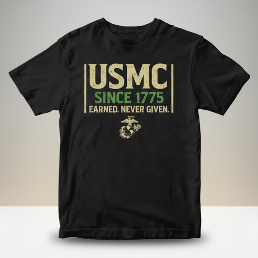 USMC "Earned Never Given" Heritage Emblem Tee