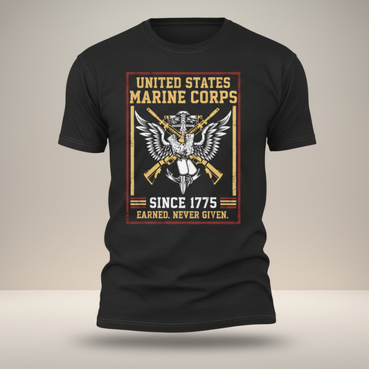 USMC "Earned Never Given" Since 1775 Vintage Graphic Tee