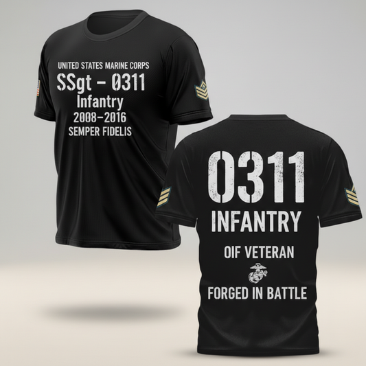 USMC "Semper Fidelis" SSgt 0311 Infantry OIF Veteran Tee