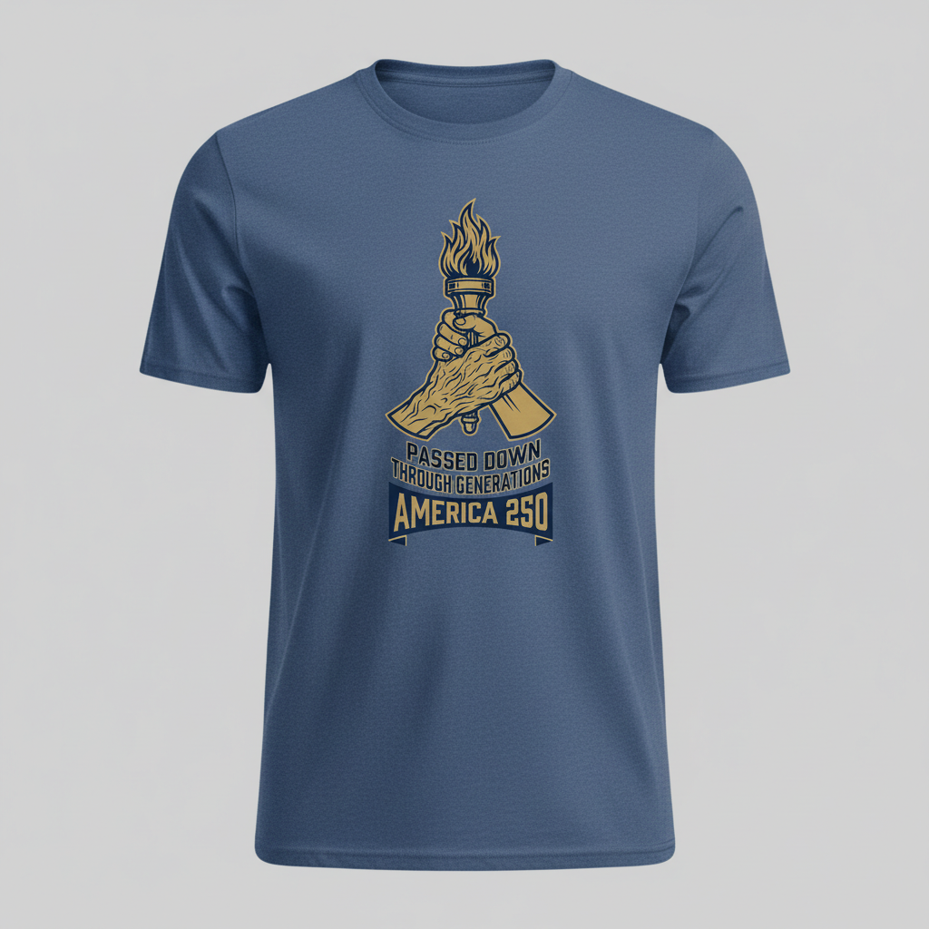 Passed Down Through Generations – America 250 Heritage Torch Commemorative Design T-Shirt