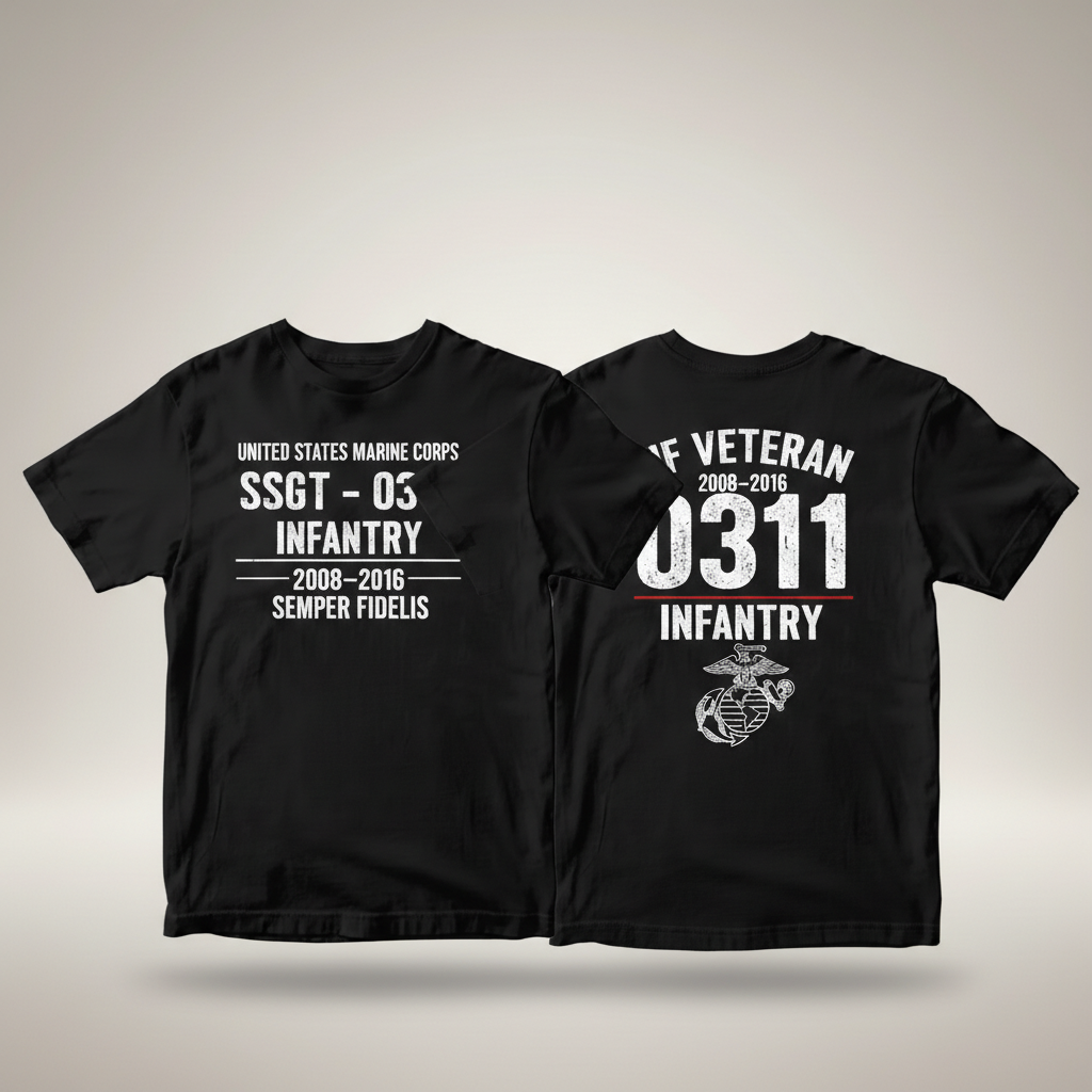 USMC "Semper Fidelis" SSgt 0311 Infantry Combat Veteran Tee