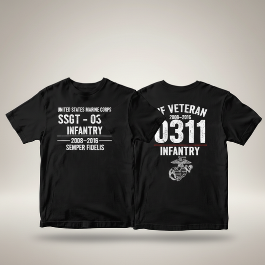 USMC "Semper Fidelis" SSgt 0311 Infantry Combat Veteran Tee