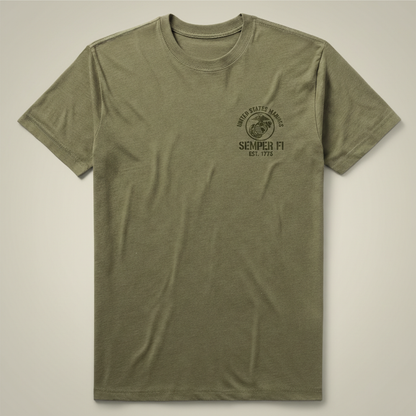 USMC "Semper Fi" Est. 1775 Pocket Logo Graphic Tee