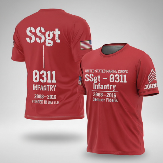 "Semper Fidelis" USMC SSgt 0311 Infantry Custom Combat Veteran Tee