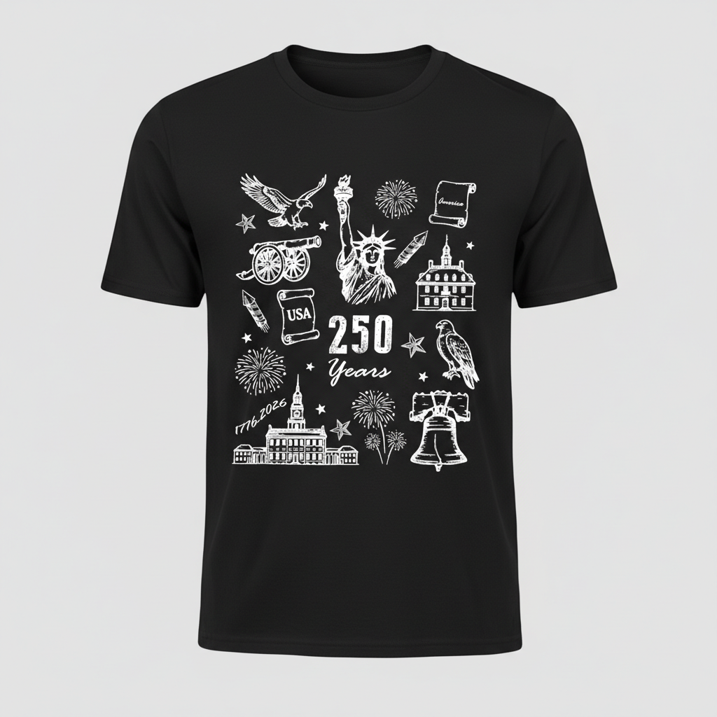 America 250 – Liberty Icons Collage T-Shirt