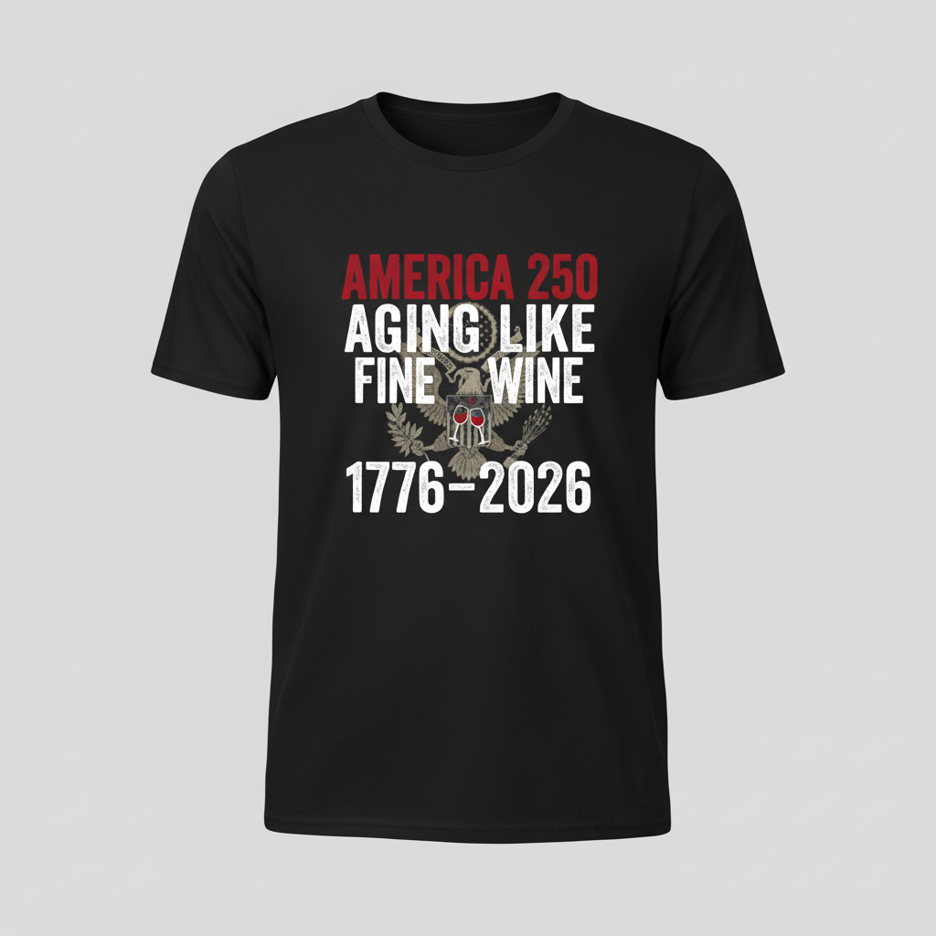 America 250 Years Anniversary T-Shirt – Aging Like Fine Wine Patriotic Heritage Design Celebrating Freedom Since 1776 (1776–2026)
