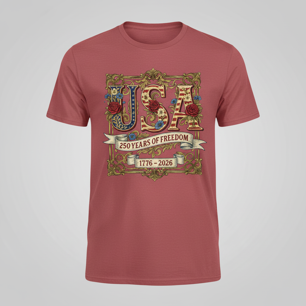 USA 250 – Floral Freedom Emblem T-Shirt