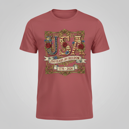 USA 250 – Floral Freedom Emblem T-Shirt