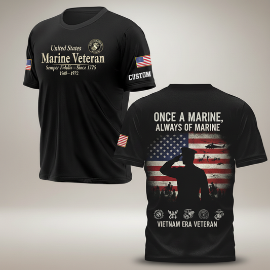 "Once a Marine, Always a Marine" Vietnam Veteran Salute Tee
