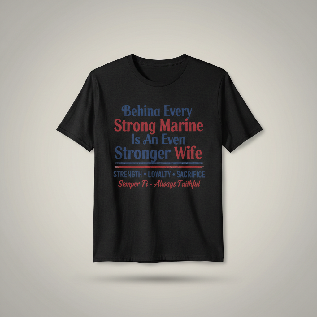 Proud Marine Wife Shirt - Semper Fi Military Spouse Apparel - Strength Loyalty Sacrifice