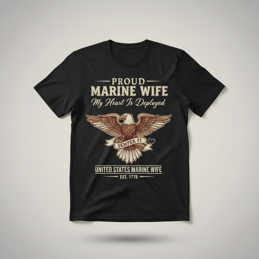 United States Marine Corps Wife Shirt - Semper Fi Eagle Graphic Tee