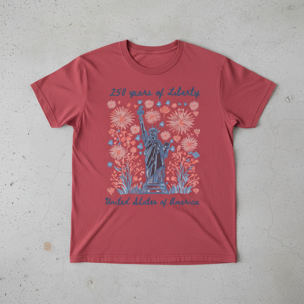 Statue of Liberty Fireworks – America 250 T-Shirt