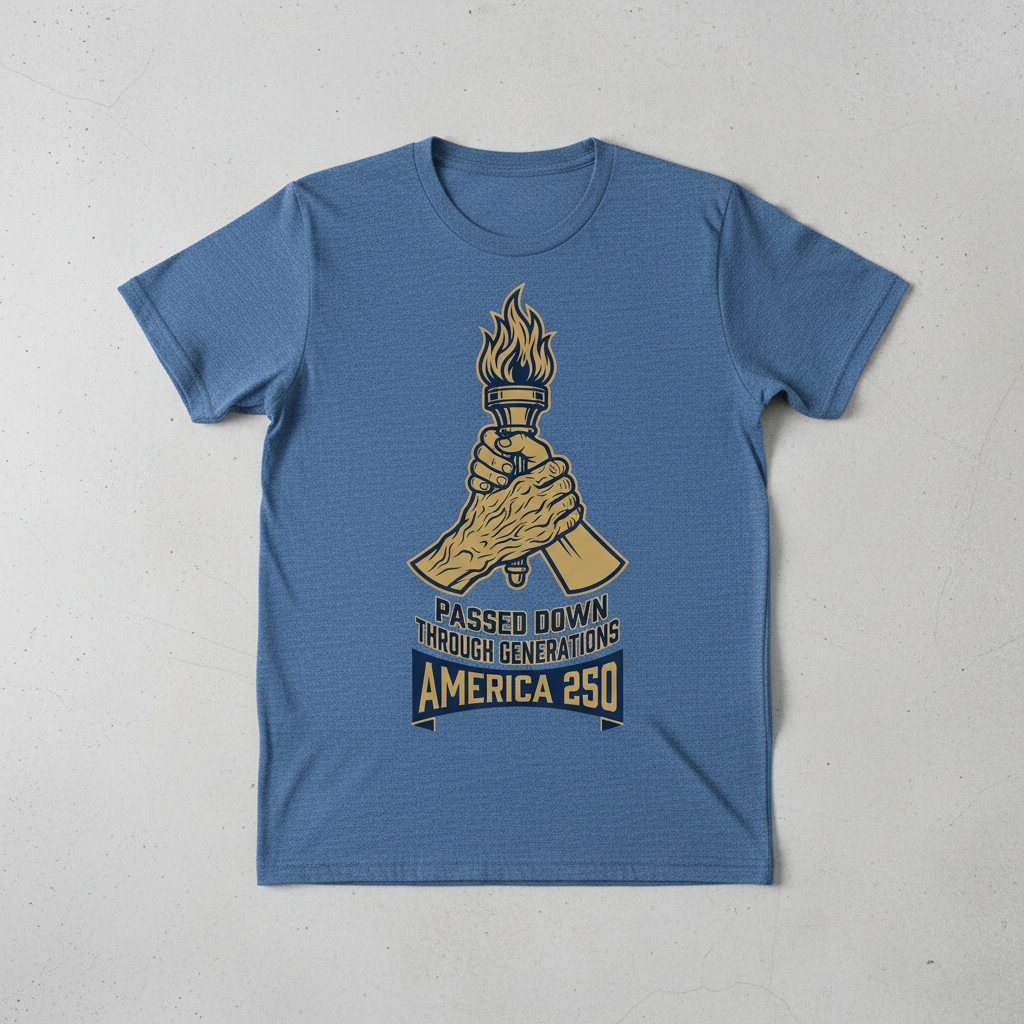 Passed Down Through Generations – America 250 Heritage Torch Commemorative Design T-Shirt