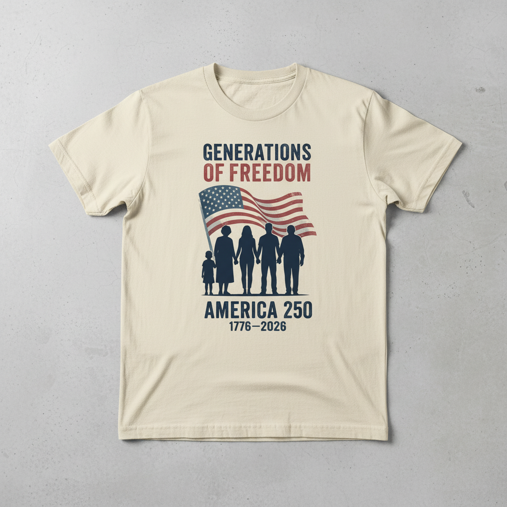 Generations of Freedom – America 250 Family Legacy T-Shirt (1776–2026)