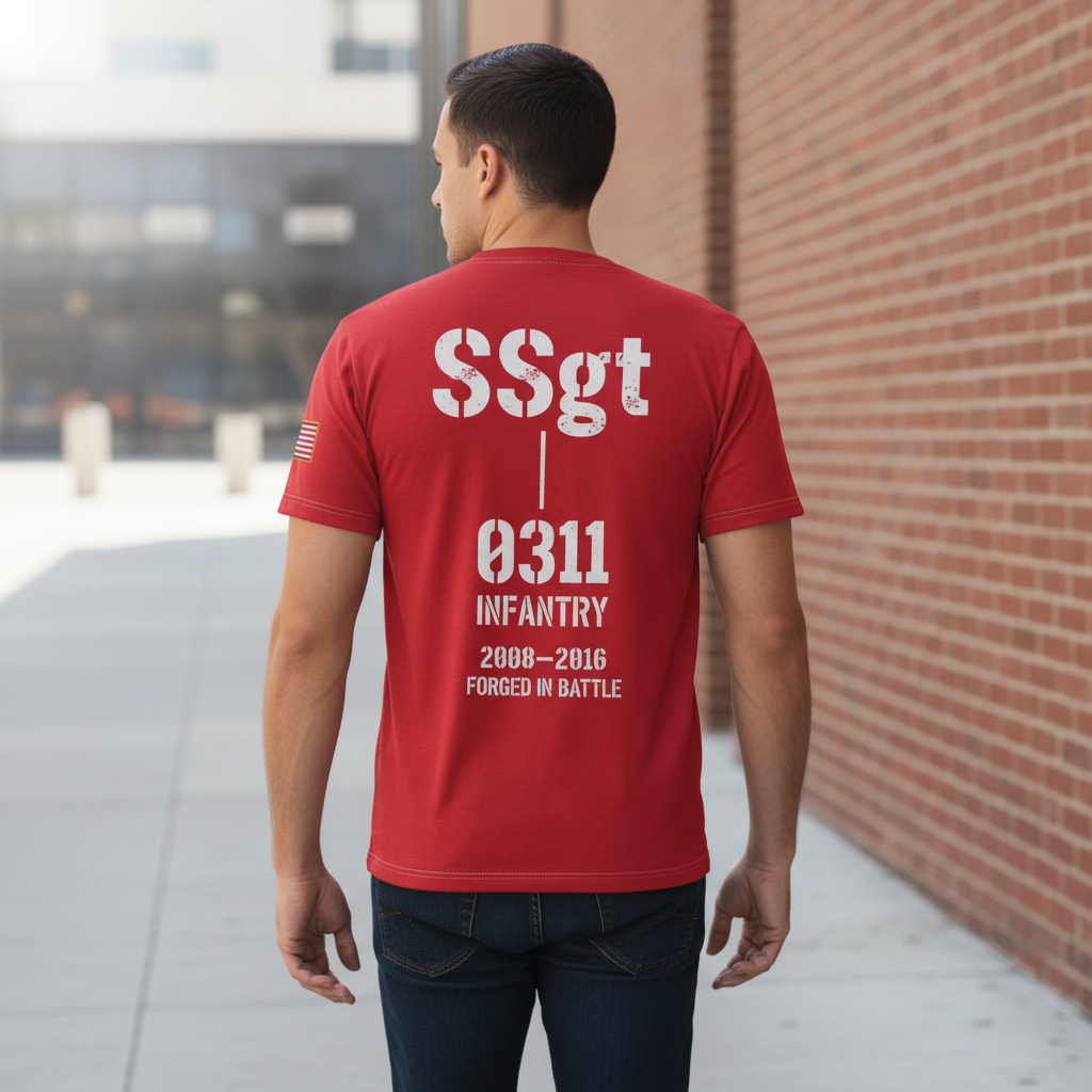 "Semper Fidelis" USMC SSgt 0311 Infantry Custom Combat Veteran Tee