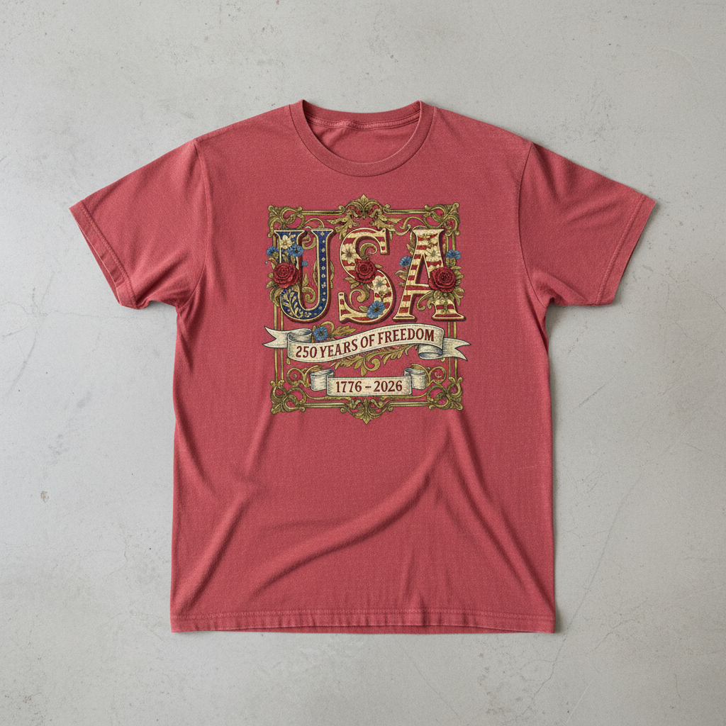 USA 250 – Floral Freedom Emblem T-Shirt