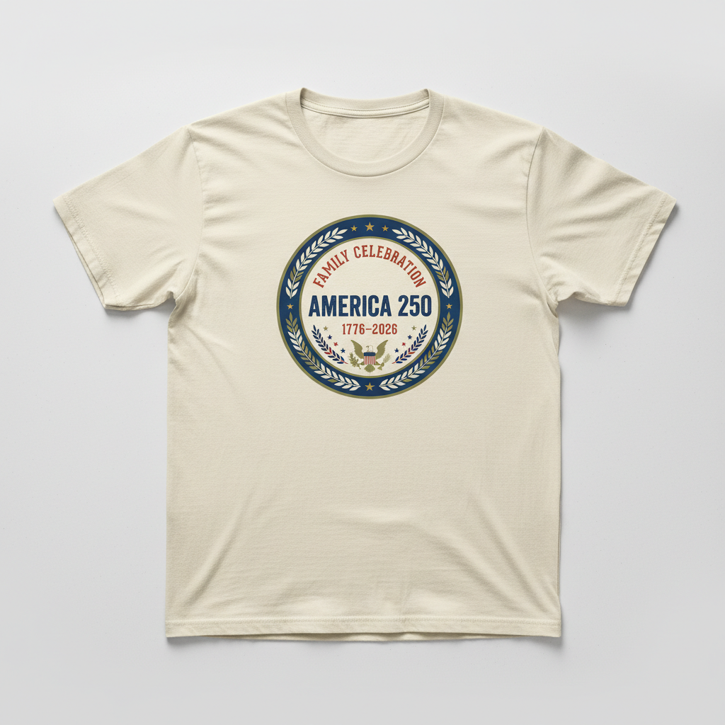 Family Celebration Emblem – America 250 Honoring Family, Heritage & Freedom (1776–2026) T-Shirt