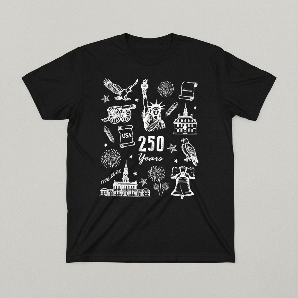America 250 – Liberty Icons Collage T-Shirt