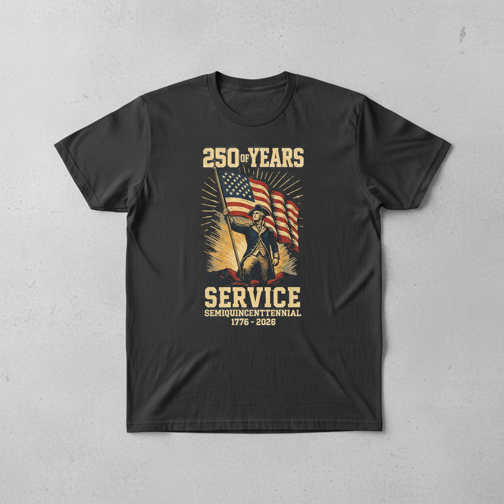 250 Years of Service — Honoring the Semiquincentennial Legacy of Courage, Sacrifice, and the American Spirit (1776–2026) T-Shirt