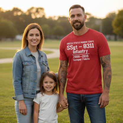 "Semper Fidelis" USMC SSgt 0311 Infantry Custom Combat Veteran Tee