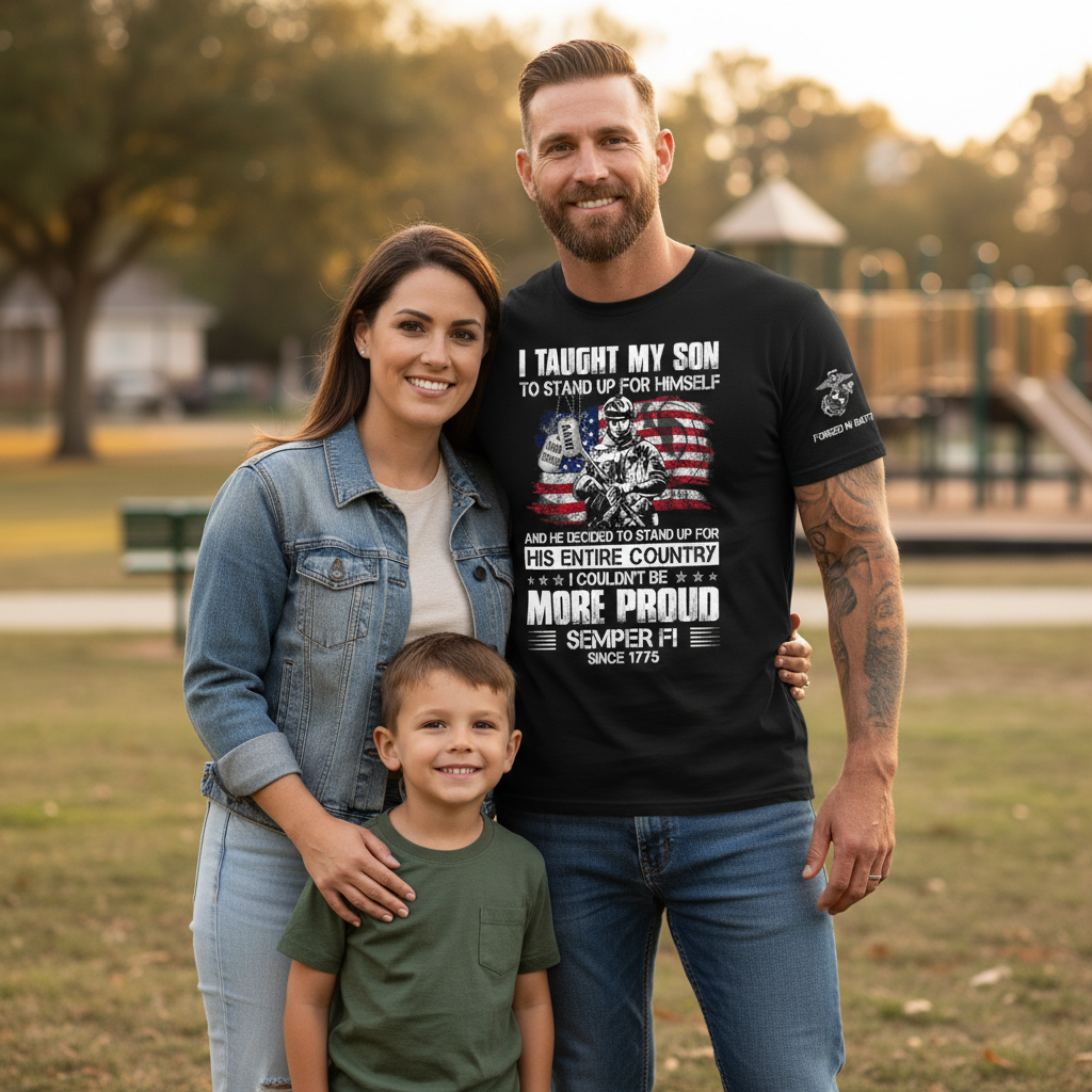 "I Taught My Son To Stand Up For Himself" Proud Marine Parent Tee