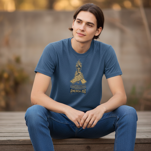 Passed Down Through Generations – America 250 Heritage Torch Commemorative Design T-Shirt