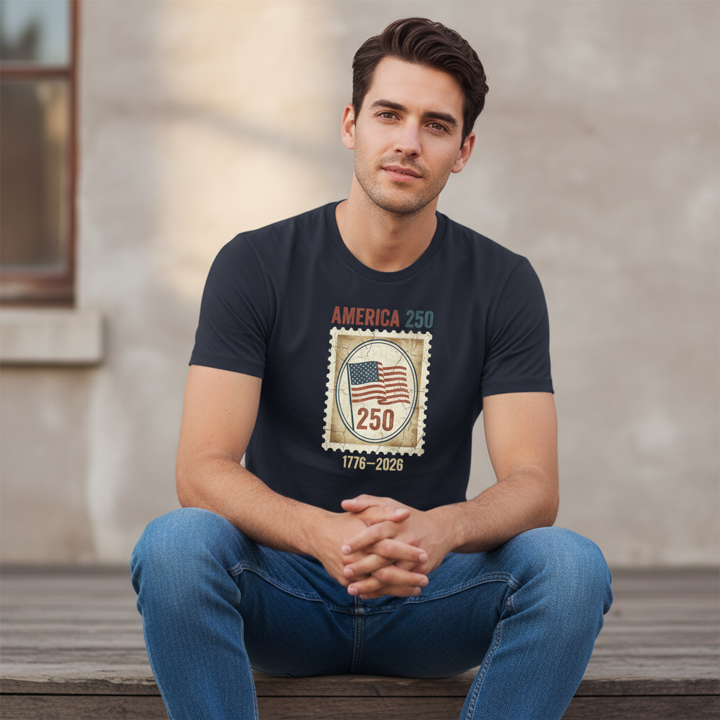 America 250 Commemorative Stamp Anniversary T-Shirt