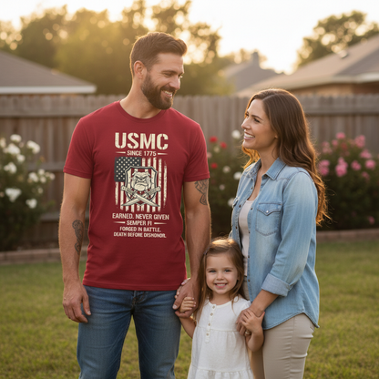 USMC "Death Before Dishonor" Bulldog Flag Tee