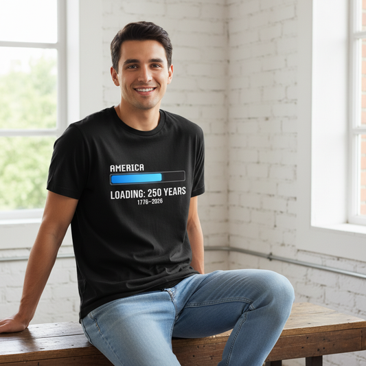 America Loading — 250 Years in Progress (1776–2026) T-Shirt