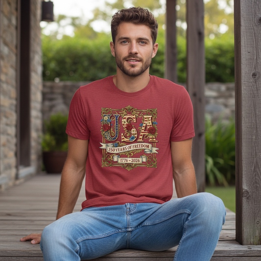 USA 250 – Floral Freedom Emblem T-Shirt