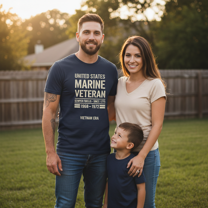 U.S. Marine Veteran T-Shirt - Vietnam Era 1968-1972 - Semper Fidelis Navy Tee