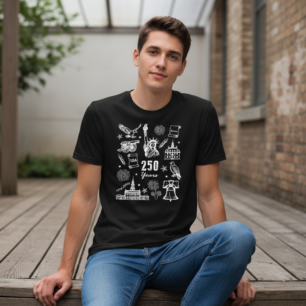 America 250 – Liberty Icons Collage T-Shirt