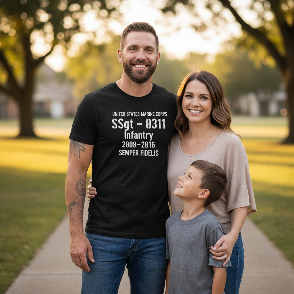 USMC "Semper Fidelis" SSgt 0311 Infantry OIF Veteran Tee