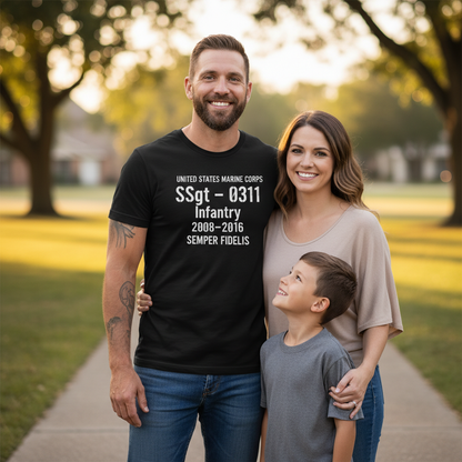 USMC "Semper Fidelis" SSgt 0311 Infantry OIF Veteran Tee
