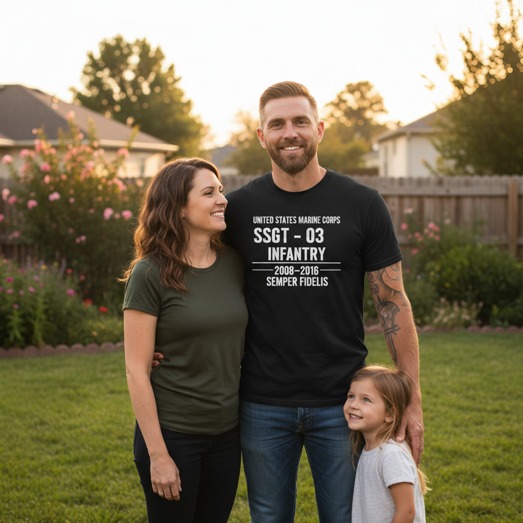 USMC "Semper Fidelis" SSgt 0311 Infantry Combat Veteran Tee