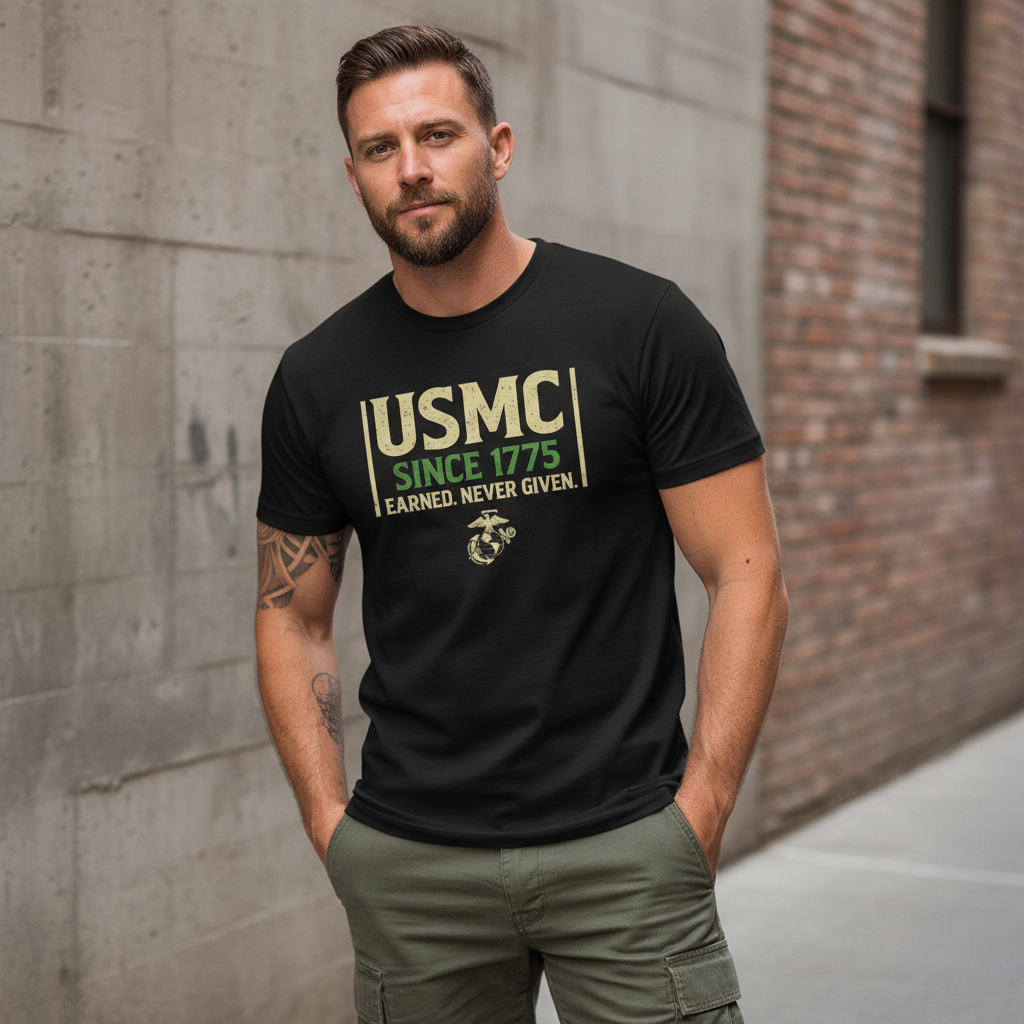 USMC "Earned Never Given" Heritage Emblem Tee