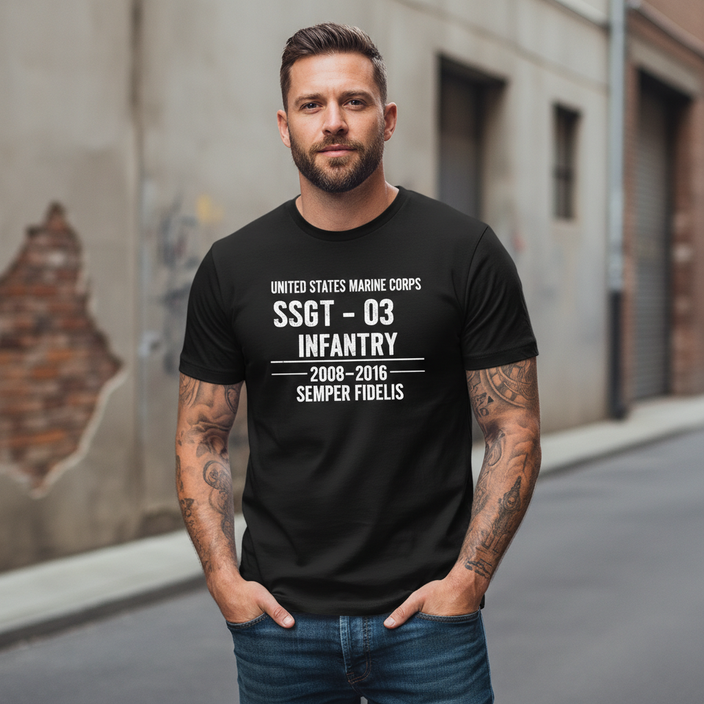 USMC "Semper Fidelis" SSgt 0311 Infantry Combat Veteran Tee