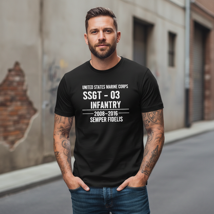 USMC "Semper Fidelis" SSgt 0311 Infantry Combat Veteran Tee