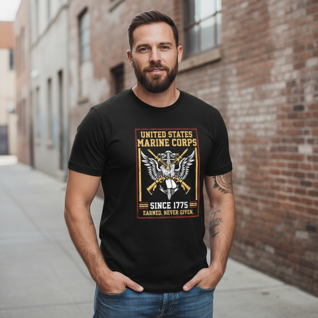 USMC "Earned Never Given" Since 1775 Vintage Graphic Tee