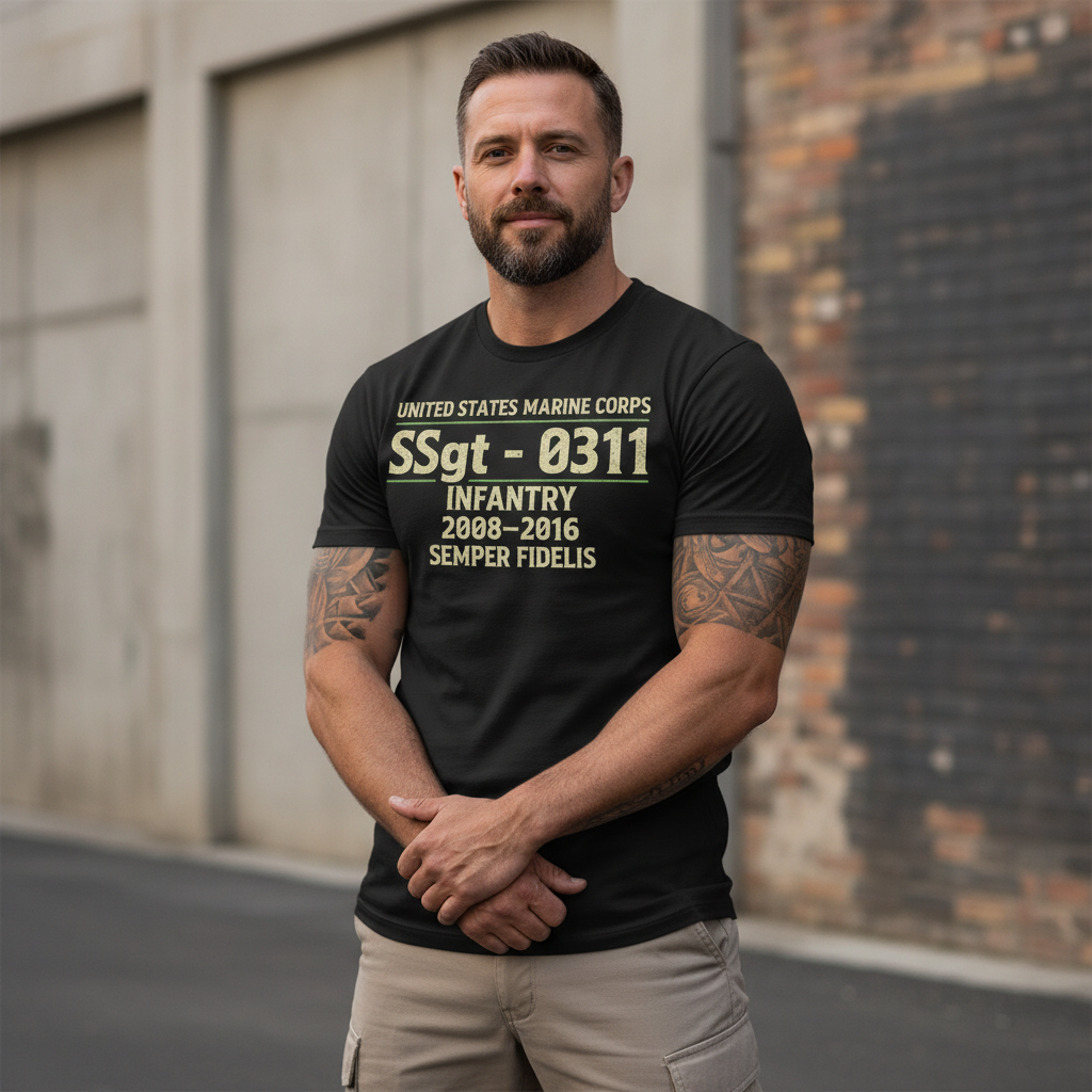 USMC "Semper Fidelis" SSgt 0311 Infantry Veteran 2008-2016 Tee