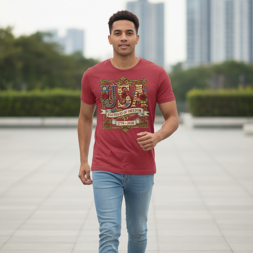 USA 250 – Floral Freedom Emblem T-Shirt