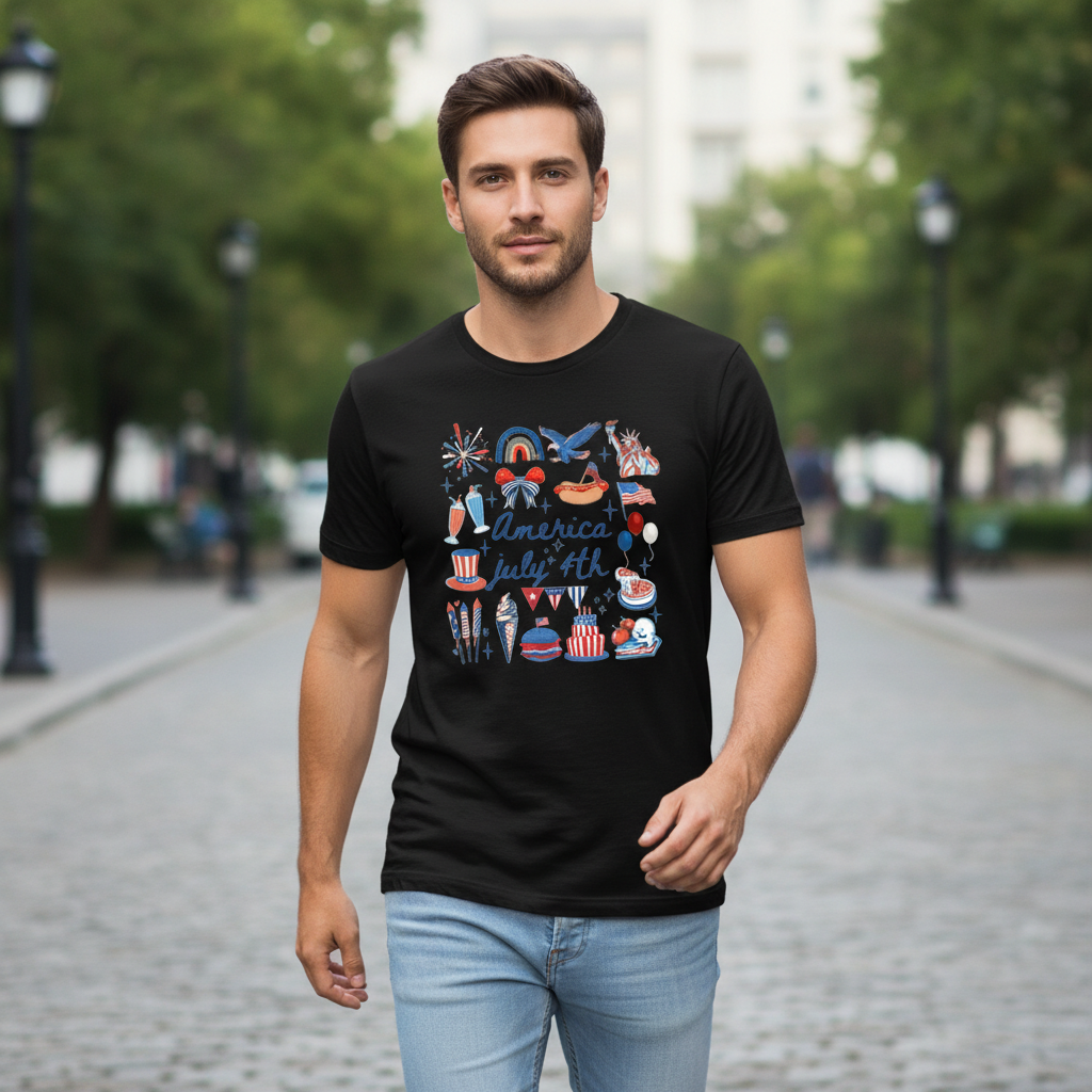 America 250 – July 4th Celebration Icons T-Shirt