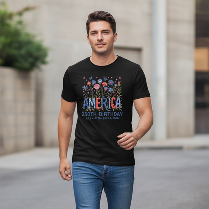 America 250 – Floral Birthday Celebration T-Shirt