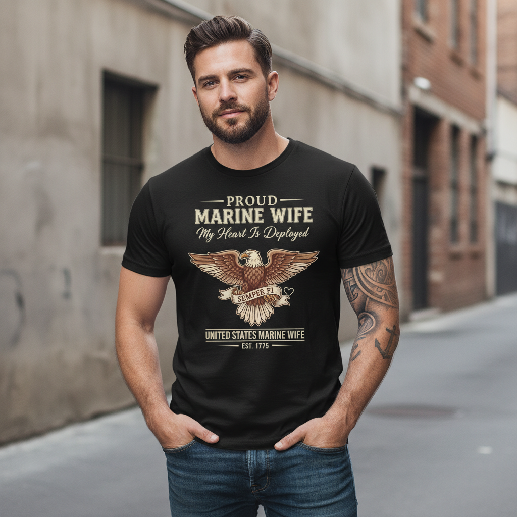 United States Marine Corps Wife Shirt - Semper Fi Eagle Graphic Tee